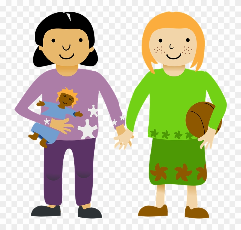 Kids Running Clipart 10, - Girls Holding Hands Clipart #283271