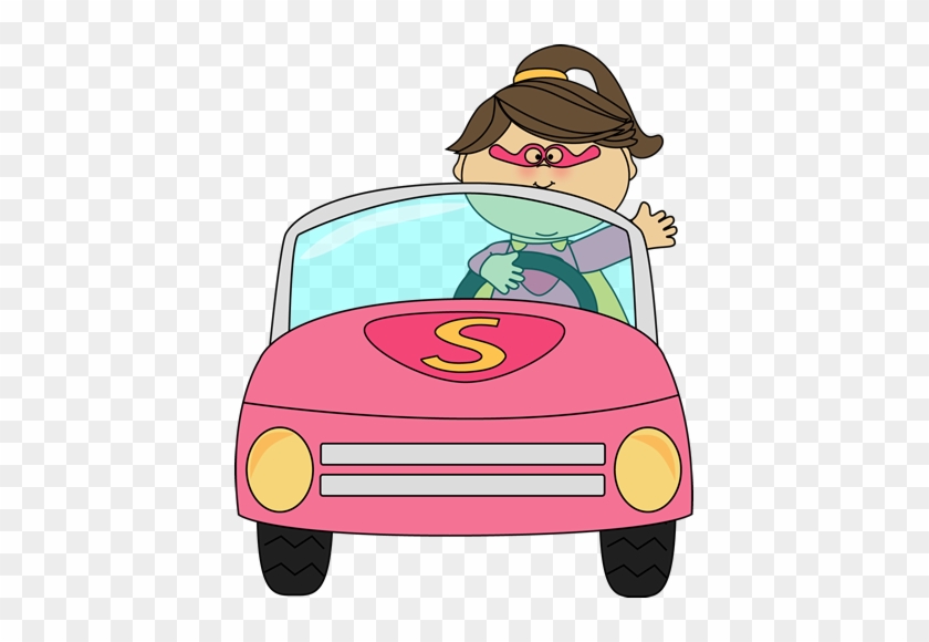 Superhero Girl Driving A Car - Driving A Car Clipart #283300