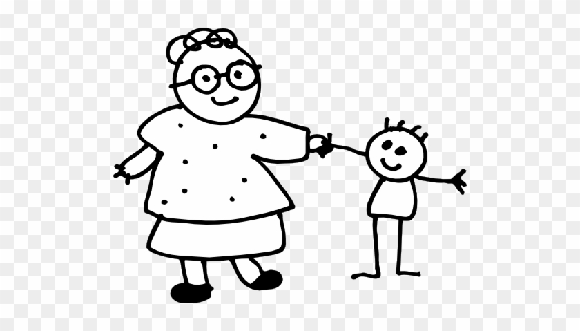 Mom Holding Childs Hand Outline - Grandma And Me Drawing #283430