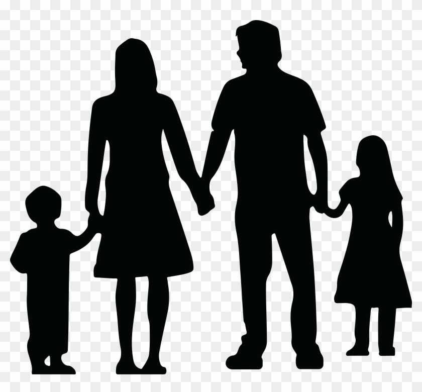 Free Clipart Of A Silhouetted Family Holding Hands - Family Holding Hands Clipart #283463