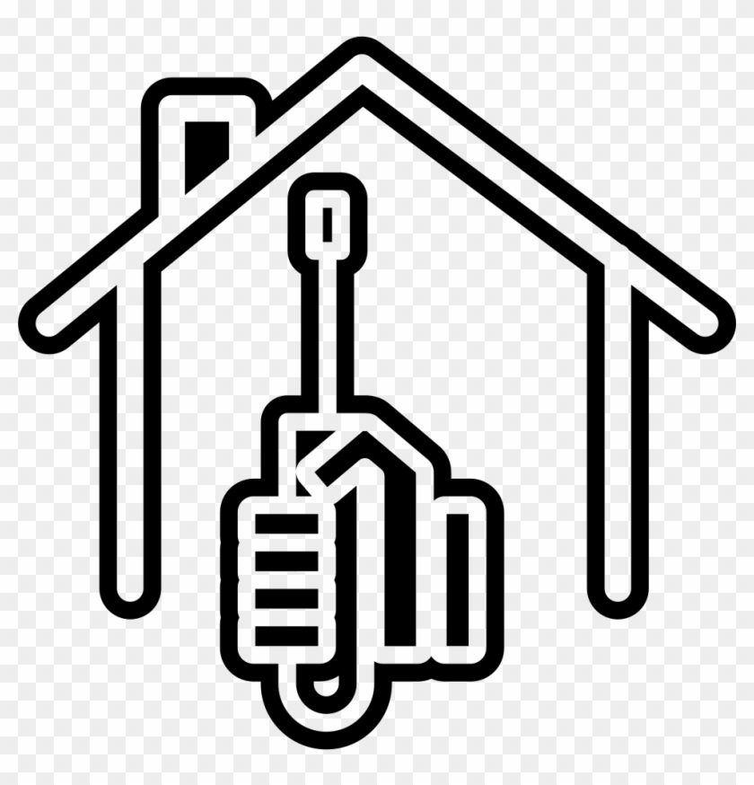 Screwdriver On Hand And House Outline Comments - Scalable Vector Graphics #283503