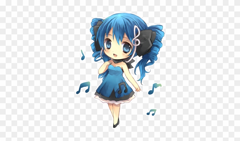 Anime Girl With Light Blue Hair And A Knife - Blue Haired Anime Chibi #283541