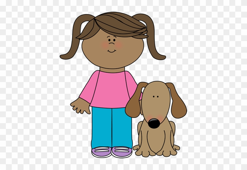 Girl With Pet Dog - Clipart Girl #283588