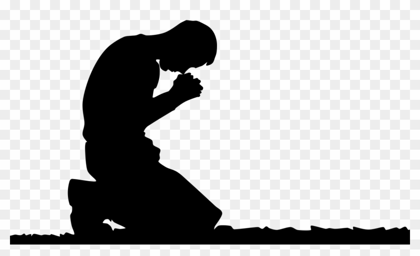 Praying Hands Prayer Man Silhouette Clip Art - Kneeling Down To Pray #283594