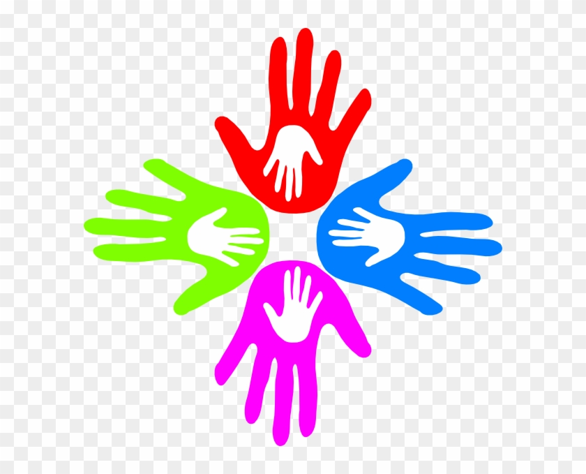 Four Colored Hands 4 Clip Art - Four Hands Clipart #283647