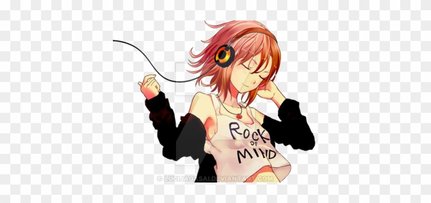 Anime Girl With Headphones Clipart - Anime Girl With Red Hair And Headphones #283750