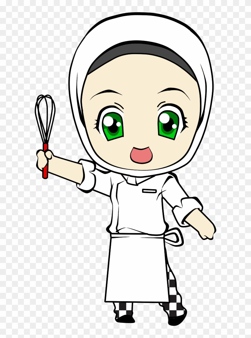 Adorable Cartoon Girl Chef With Original Size - Chef Hijab Clipart #283892