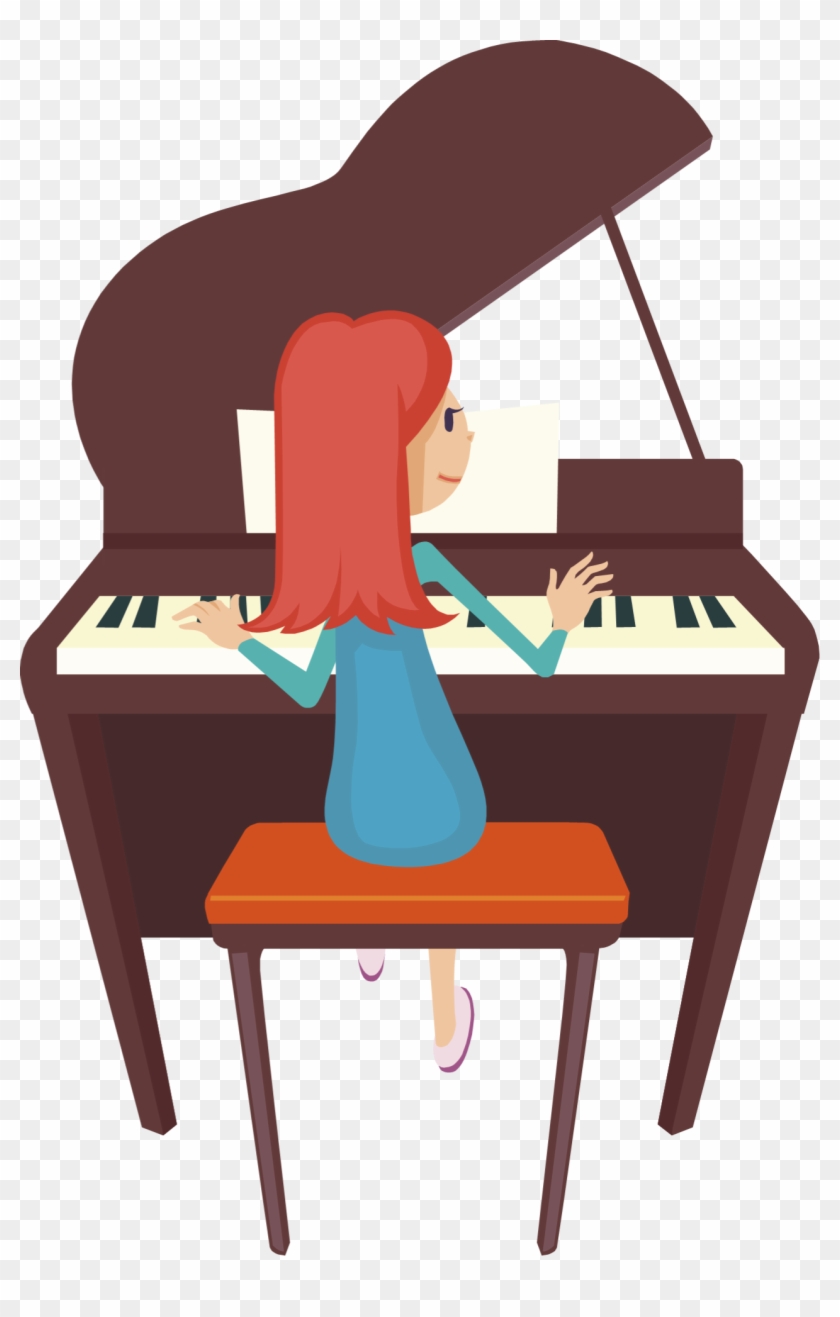 Girl Keyboard Cliparts - Play The Piano Cartoon #283942