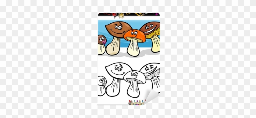 Cartoon Mushrooms For Coloring Book Wall Mural • Pixers® - Coloring Book #284063