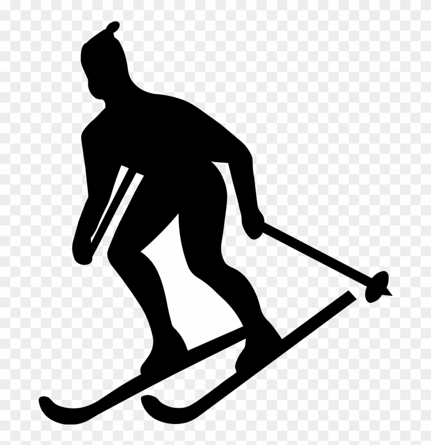 Skier Silhouette - Clip Art Down Hill Skier #284103