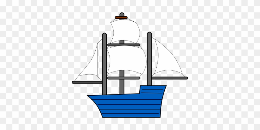 เรือแล่นเรือใบ, เรือ, ใบเรือ, สีฟ้า - Orange Pirate Ship Clip Art #284276