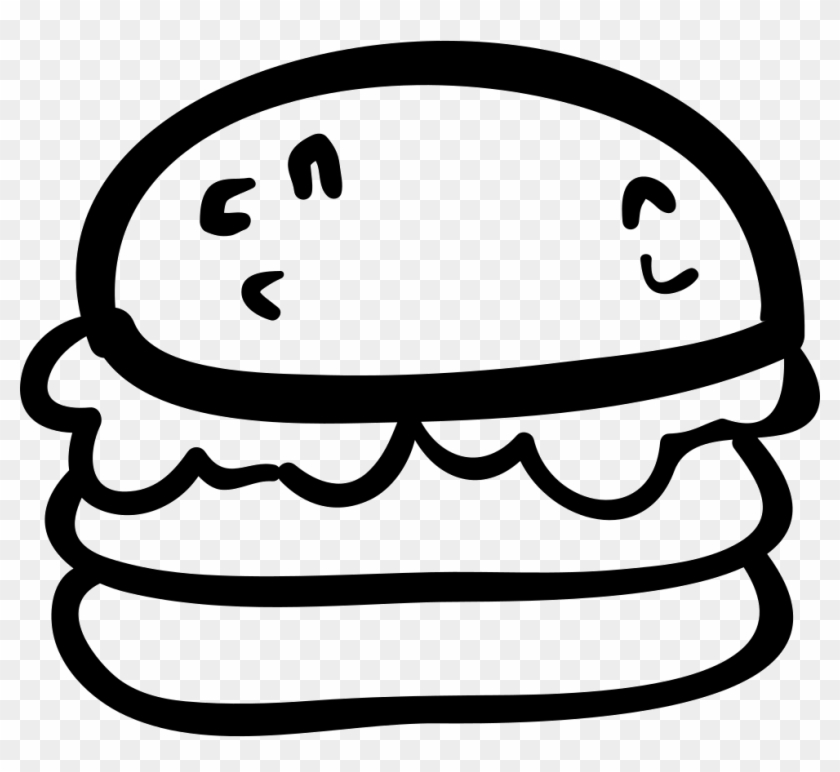 Hand-drawn Burger Comments - Burger Icon Black And White Png #284334