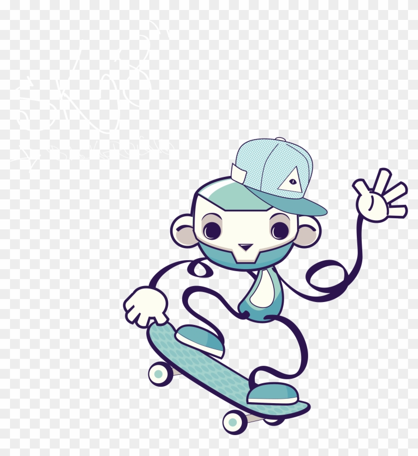 Vector Hand-drawn Cartoon Character Skateboard - Skateboarding #284336
