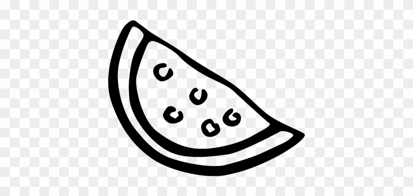 Watermelon Hand Drawn Fruit Piece Vector - Watermelon Symbol Black And White #284471