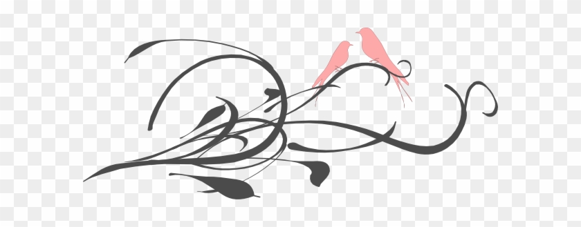 Pink Love Birds On A Branch Clip Art - Transparent Love Birds Png Clipart #284546
