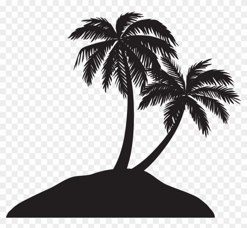 Island With Palm Trees Silhouette Png Clip Art Image - Island With Palm Trees Silhouette Png Clip Art Image #284602
