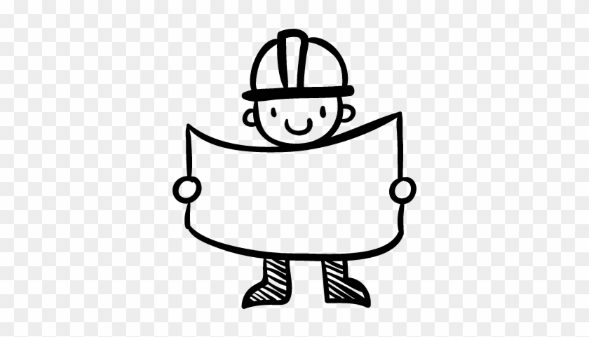 Constructor Hand Drawn Worker Vector - People Working Drawing Easy #284623