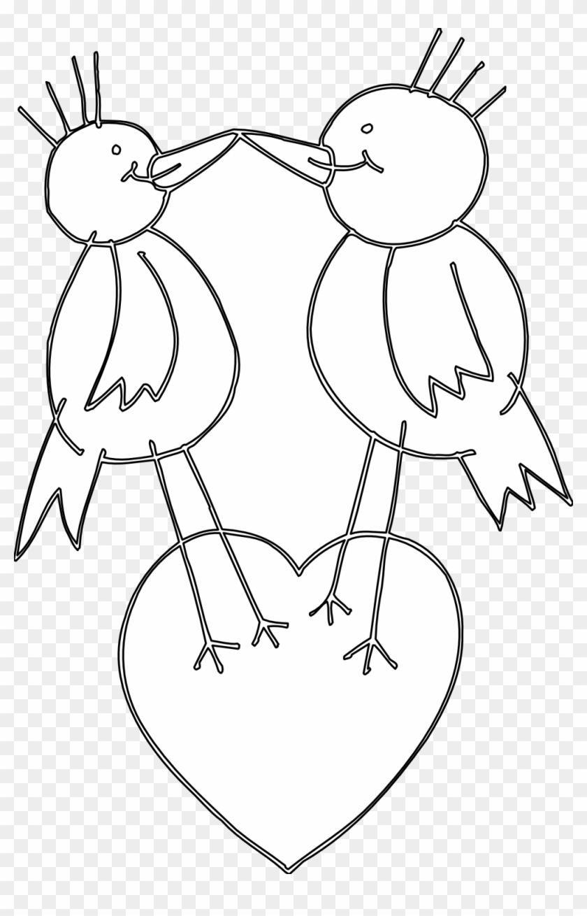 Love - Birds - Clipart - Black - And - White - Coloring Book #284693