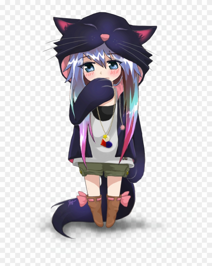 Half Demon Half Angel Anime Download Chibi Anime Neko Girl Free Transparent Png Clipart Images Download - cute anime demon roblox