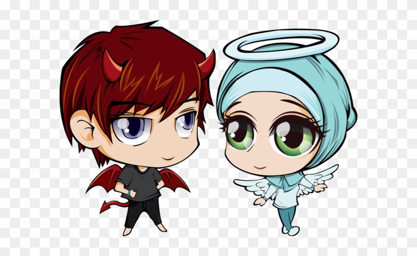 Chibi Angel N Demon By Amrangany - Chibi Demon And Angel #284970