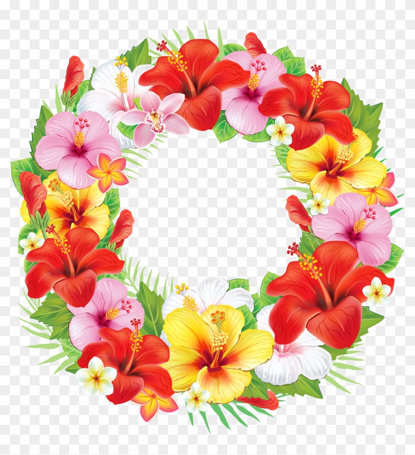 Wreath Of Exotic Flowers Png Clipart Picture - Wreath Of Flowers Png #285173