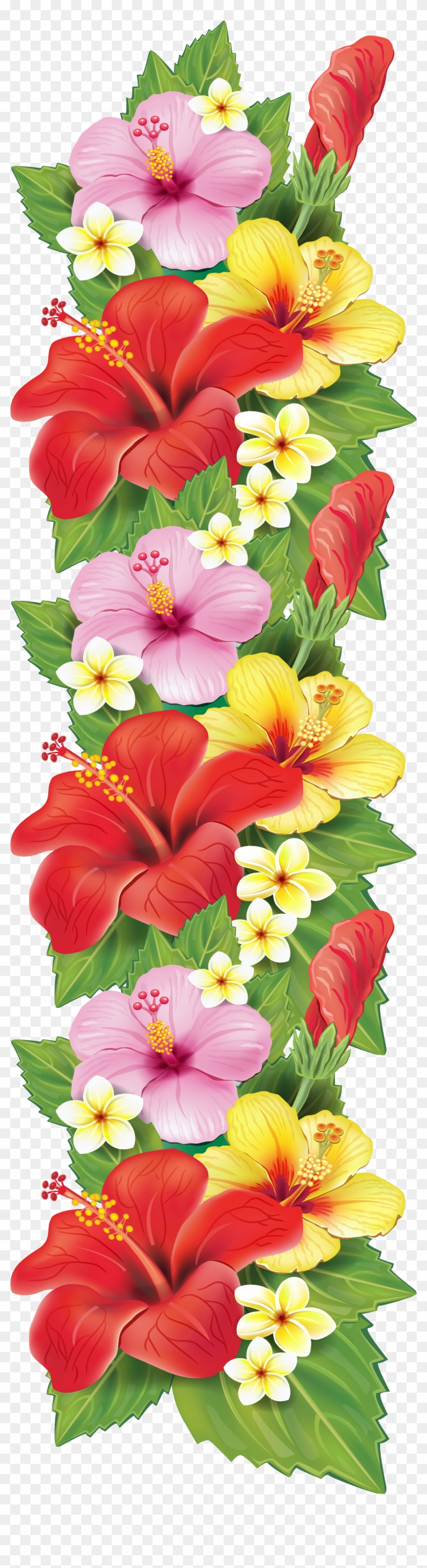 Decoration Clipart Flower - Tropical Flowers Border Png #285206