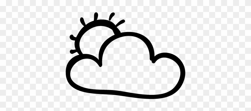 Cloud And Sun Hand Drawn Outlines Vector - Icon #285291