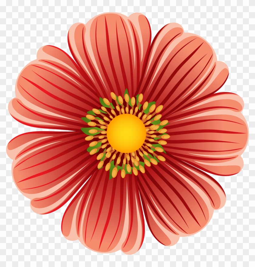 Orange Flower Clipart Large Flower - Portable Network Graphics #285374