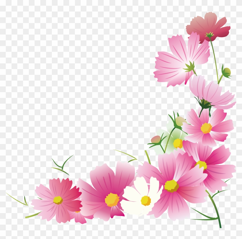 コスモスの花のコーナーイラスト Illustration Free Transparent Png Clipart Images Download