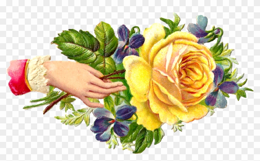 Decorative Victorian Rose Clip Art - Welcome Hands With Flowers #285566