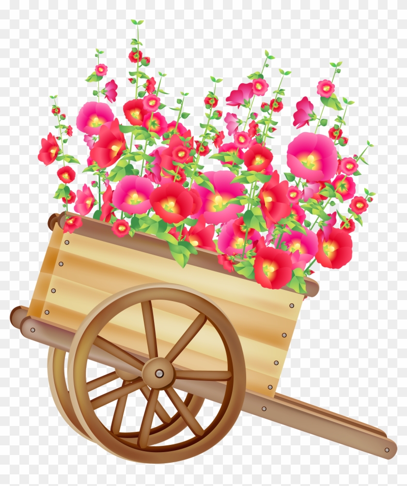 Wheelbarrow With Flowers Png Clipart - Wheelbarrow With Flowers Clipart #285599