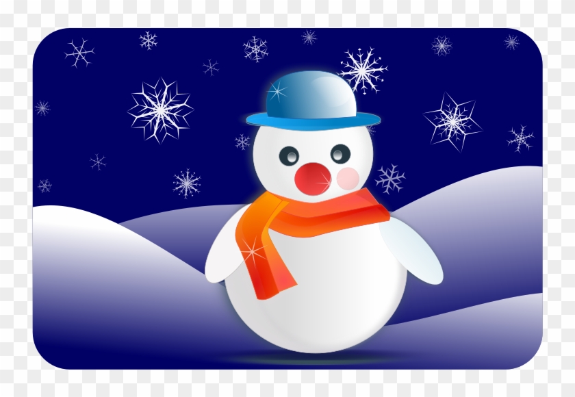 Snowman Nightscene - Cute Snowman In Winter Scene Greeting Cards #286207