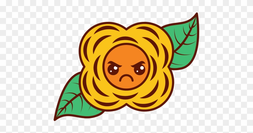 Angry Yellow Flower Kawaii Cartoon Character - Vector Graphics #286331
