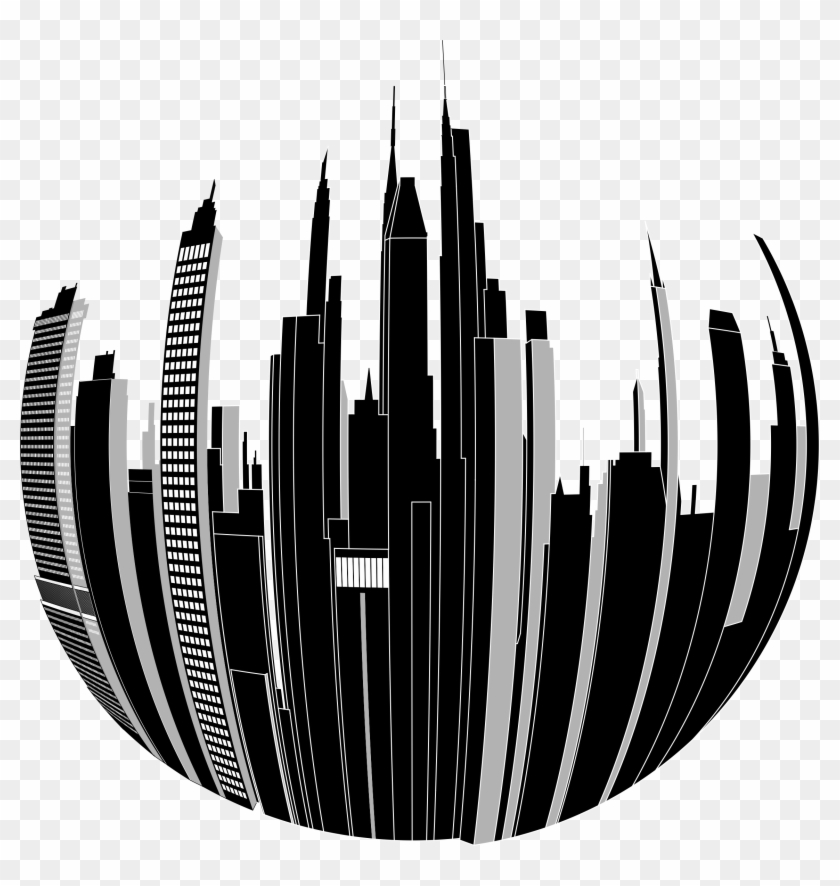 Related City Building Clipart Black And White Png - Portable Network Graphics #286428