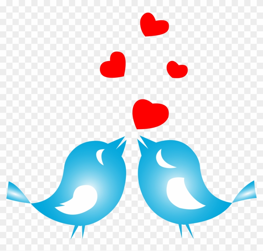 Blue Clipart Love Bird - Love Birds Black And White #287021