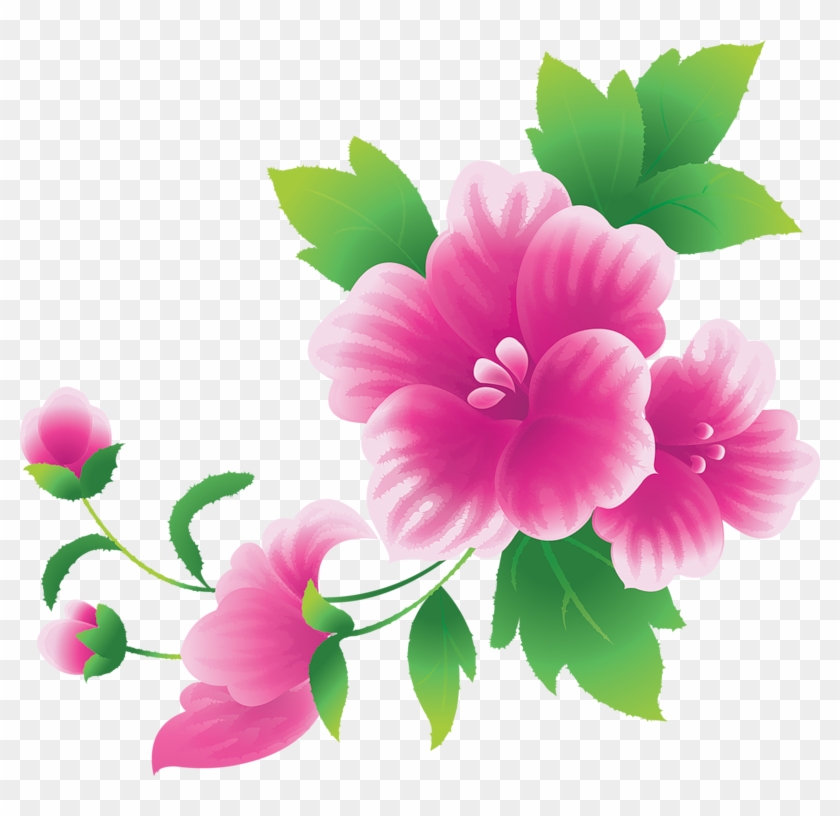 Large Pink Flowers Clipart - Clip Art Flowers Png #287239