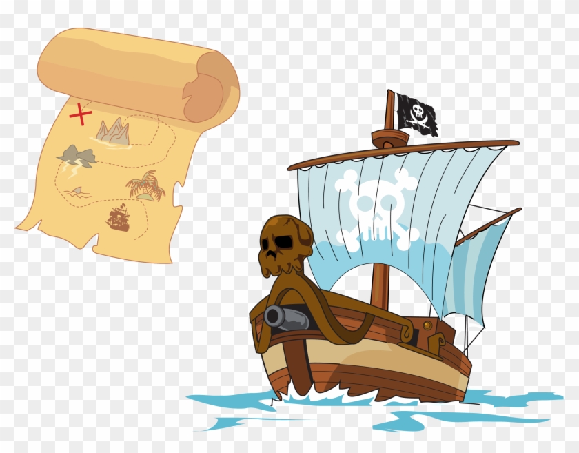 Treasure Island Piracy Treasure Map - Pirate Treasure Vector Png #287748