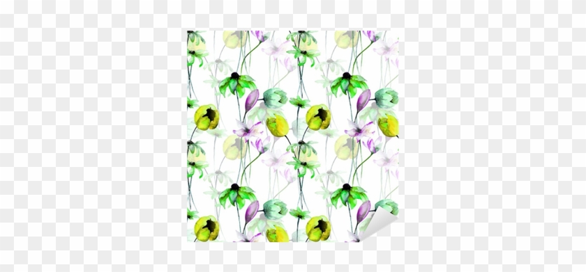 Vinilo Pixerstick Patrones Sin Fisuras Con Flores Decorativas - Morning Glory #288190