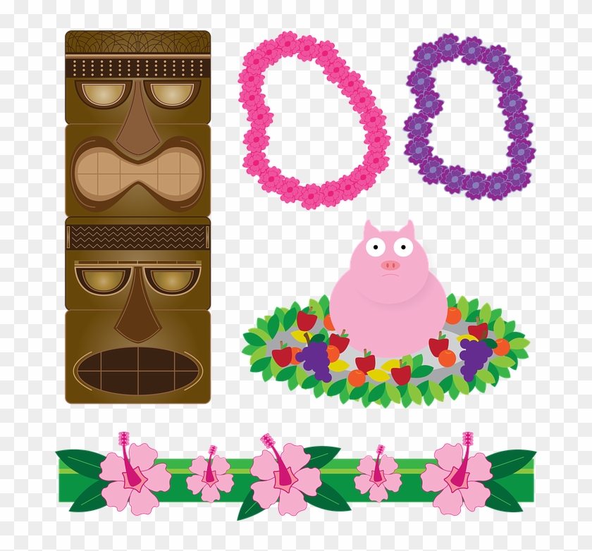 Hawaiian Luau Clipart 12, - Hawaii Luau Beach Towel #288215