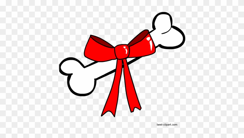 Dog Bone With Ribbon Free Clip Art - Clip Art #288298