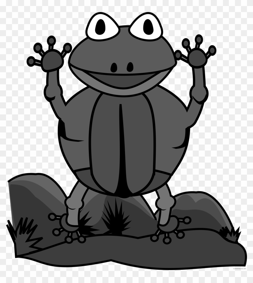 Jumping Frog Animal Free Black White Clipart Images - Frog #288316