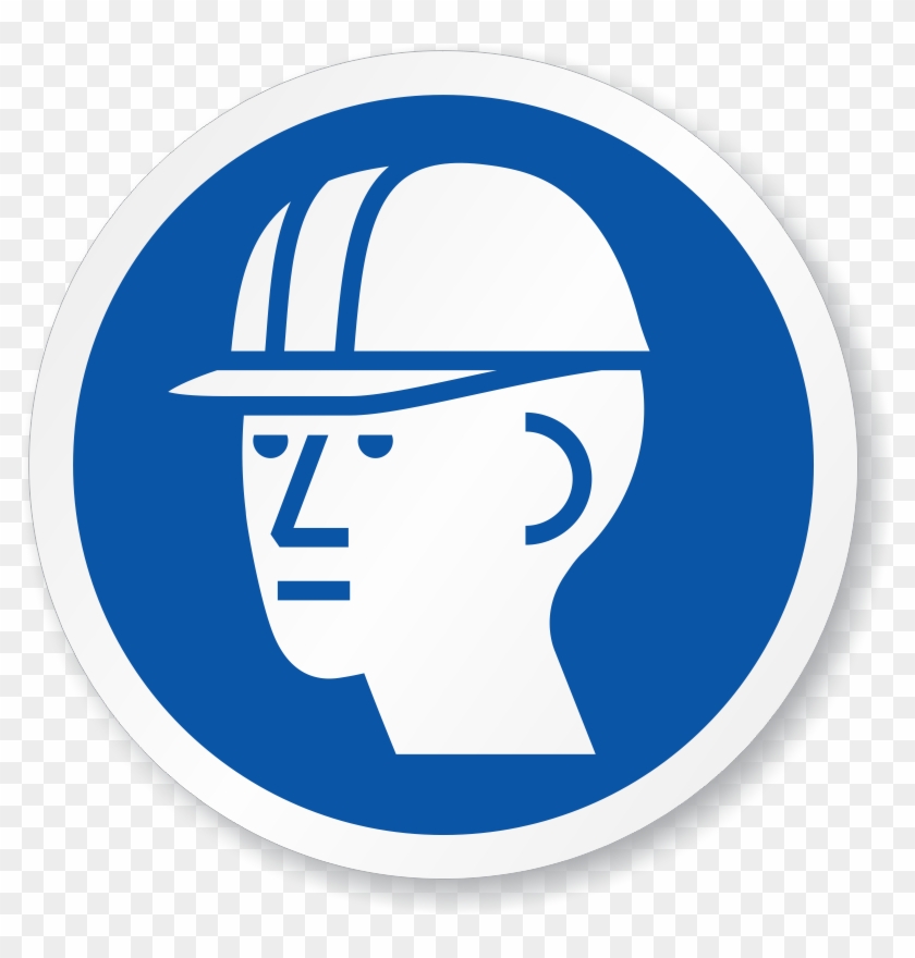 Iso Circular Hard Hat Required Symbol Sign, Sku - Smartsign Danger: Hard Hat Area With Graphic, Aluminum #288351