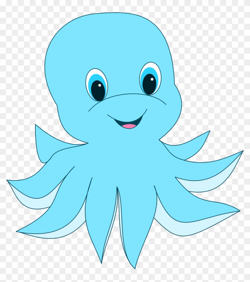 Octopus Clipart Cute - Cute Blue Cartoon Octopus #288487