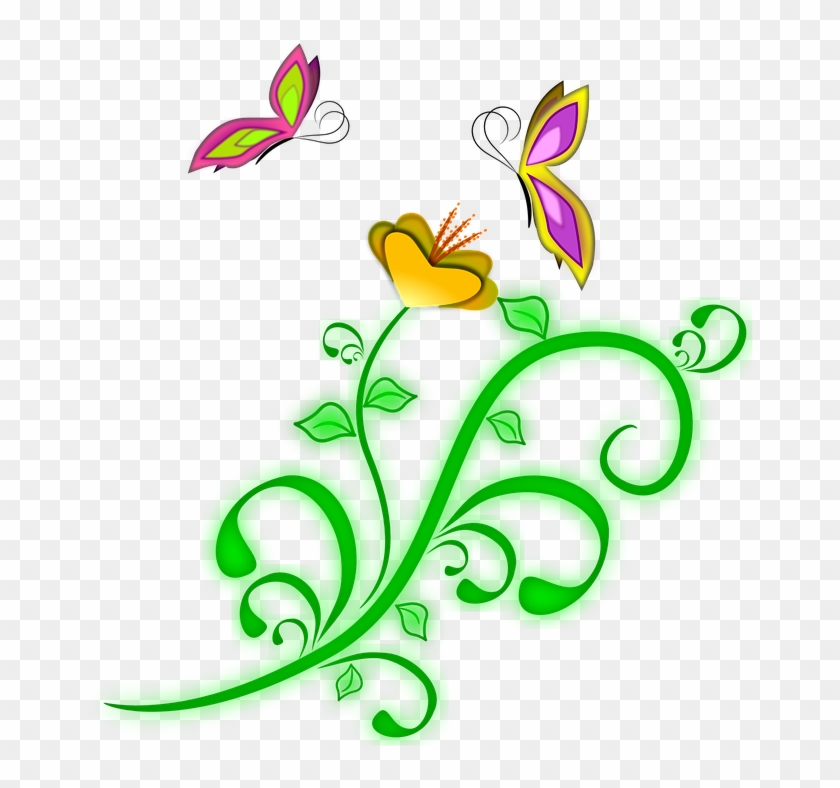 Vine Clipart Butterfly Flower - Borboletas Png #288573