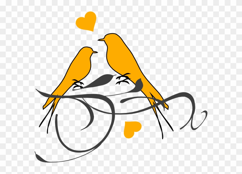 Yellow Birds On Branches - Clip Art Love Birds #288709