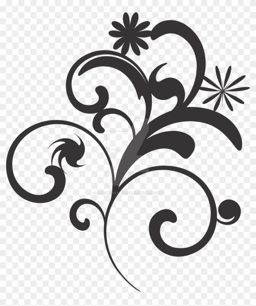 Flower Vector Black And White Png - Black And White Flower Vector Background #289049