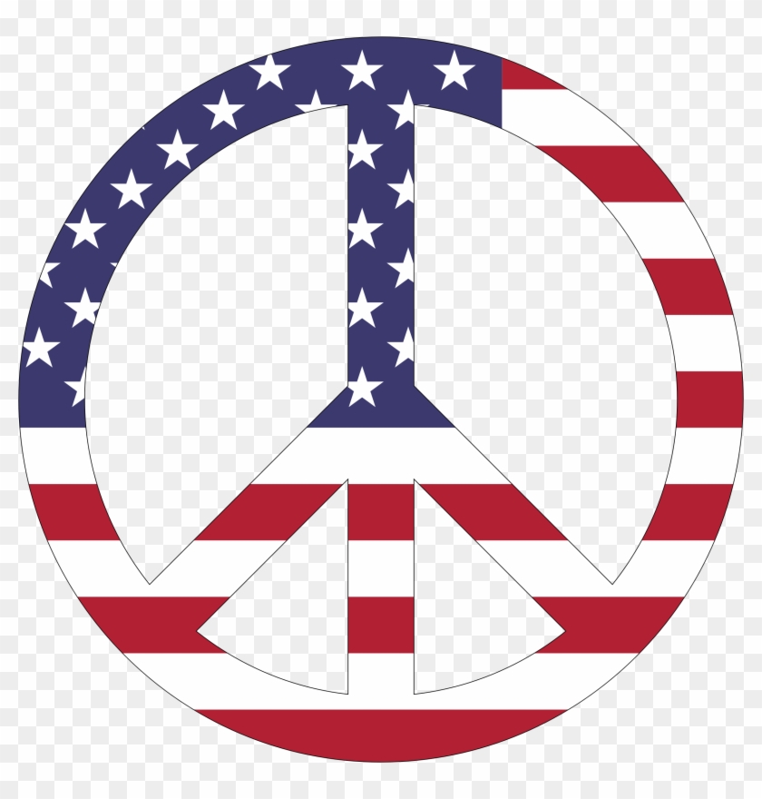 American Hippie Bohemian Psychedelic Art Flower Power - American Flag Peace Sign #289116