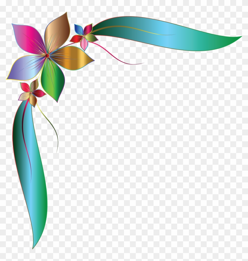 Free Clipart Of A Gradient Floral Corner Design Element - Corner Flower Design Png #289243