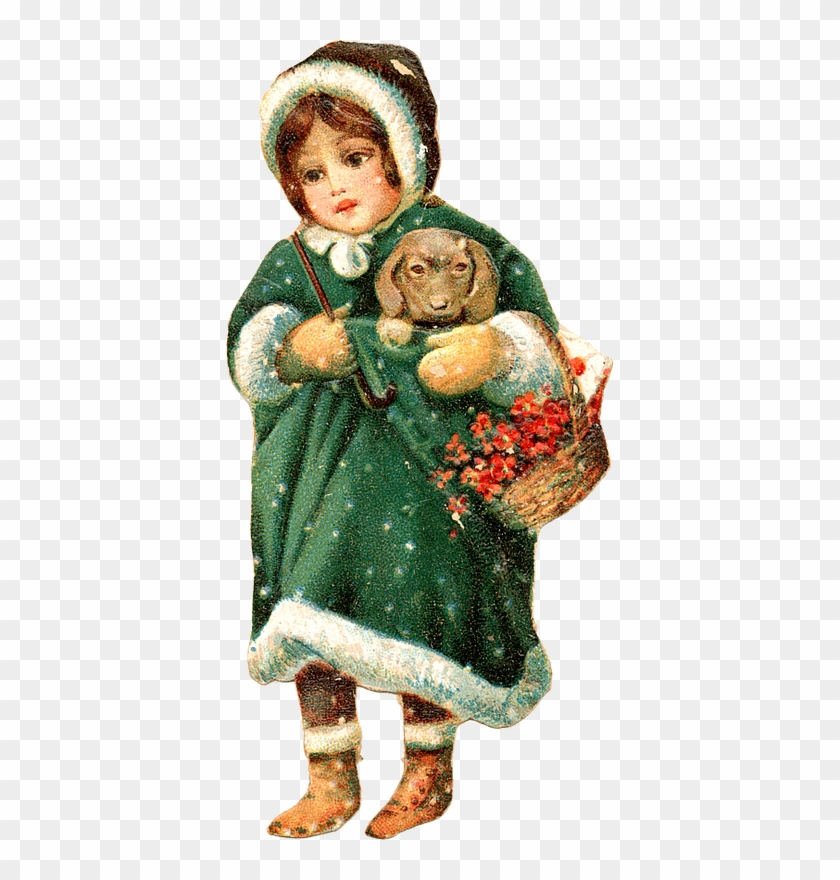 Vintage Christmas Girl Image - False Victorian Vintage Christmas 106 Printed Collage #289266