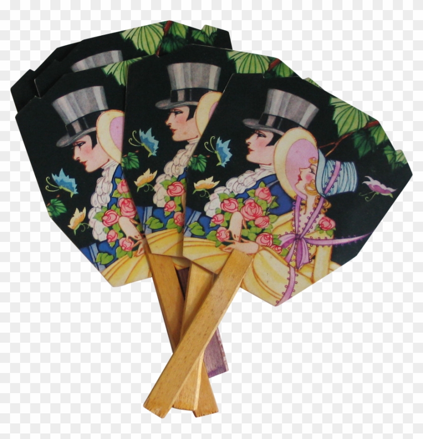 Vintage Art Deco Courting Couple Novelty Print Die - Kimono #289302